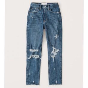 Abercrombie High Rise Ripped Mom Jeans Size 27